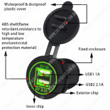 Зарядная розетка 3.1А 5V, 2 вихода USB